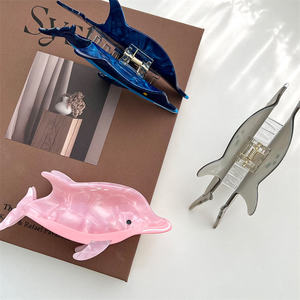 Yuxi 13Cm Tùy Chỉnh Hàn Quốc Phụ Kiện Tóc Màu Xám Acetate Cá Heo Tóc <span class=keywords><strong>Clip</strong></span> Cho Cô Gái Hàng Ngày Sử Dụng Động Vật Biển Claw Kẹp Tóc - Product Image 2