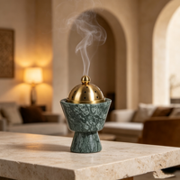 Brûleur d'encens Mubkhar en marbre de luxe, pierre naturelle Onyx Travertin, porte-bakhoor pour la décoration de la maison et des Majlis