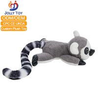 Jouets en peluche personnalisés en usine, mignons jouets porte-clés en peluche Lémur à queue annelée, rembourrage en coton PP, animaux en peluche brodés