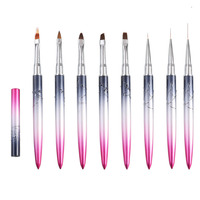 Brosse à ongles unique exquise et durable dans l'ensemble tige en métal sculpté fleur polisseur à ongles ligne de traction crochet taché ovale Nail Art stylo outil