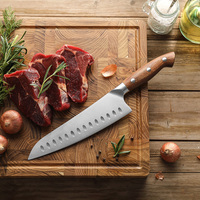 Couteau de chef XINZUO, nouveau design, lame Granton, acier inoxydable allemand, manche en bois rouge, ustensiles de cuisine