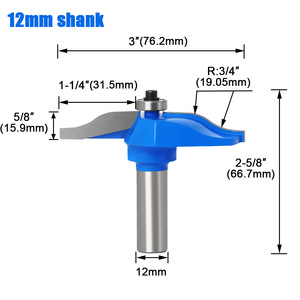 12.7mm/12mm Shank Router bit cho cửa tủ cạnh profiling <span class=keywords><strong>Cutter</strong></span> Laminate rãnh chính xác công cụ chế biến gỗ - Product Image 3