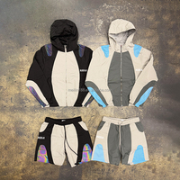 Ensemble de survêtements réfléchissants imperméables personnalisés : vestes coupe-vent à capuche et shorts en nylon respirant avec design réfléchissant