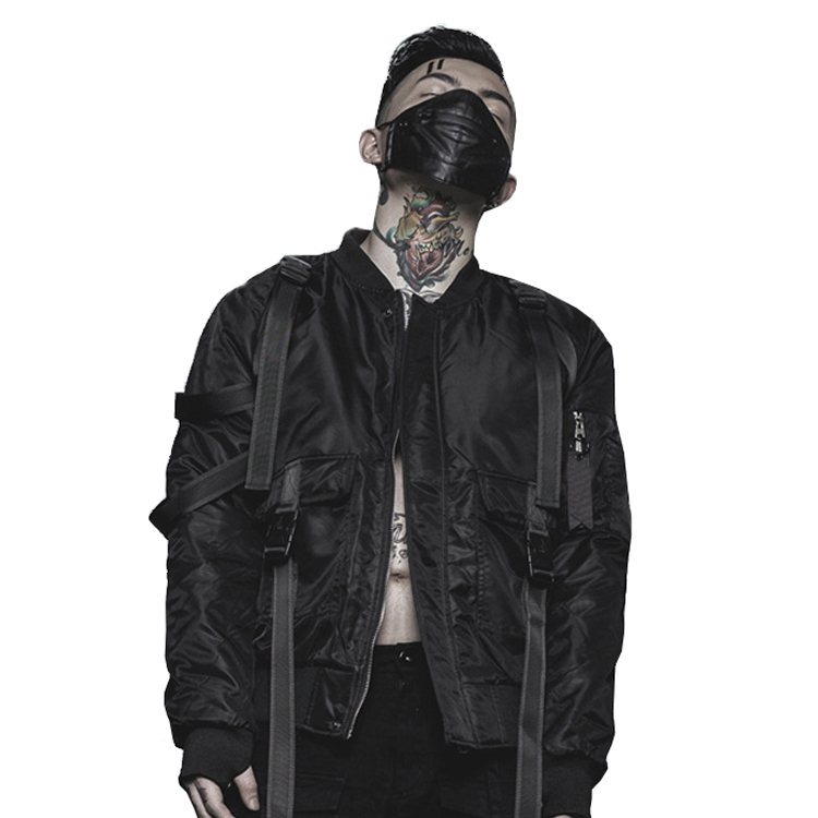 Jackets Manufacturers High Street Punk Men Padded Bomber Jacket With Straps