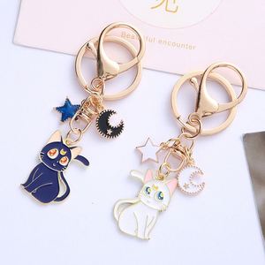 Wholesale Cute Cat Keychain for Women - Alloy Five-Pointed <b>Star</b> & Moon Charm, Fashion Bag Hanger Decor, Bulk Kawaii Gift - Product Image 2
