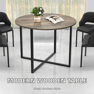 Mesa de Centro Redonda Extensible Moderna con Tapa de Madera y Estructura Metálica con 1 Año de Garantía para Muebles de Sala - Product Image 2