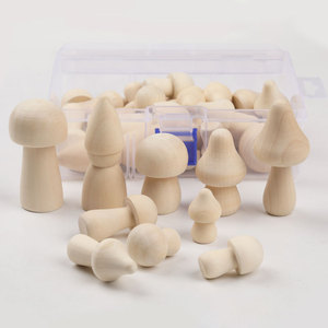 Ensemble de figurines en bois en forme de champignons pour décorations artisanales DIY, 30 pièces en boîte, ornements en bois naturel - Product Image 4