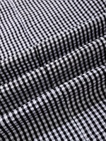 Robe sans manches à carreaux noirs et blancs pour femmes, nouvelle robe midi en polyester à volants et appliques florales, coupe trapèze