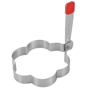Molde para freír huevos de acero inoxidable con forma de nube y mango rojo para preparar desayunos, herramienta de cocina DIY - Product Image 1
