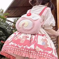 Sacs à dos pour femmes Y2K Roll Cake, sacs à bandoulière Kawaii pour femmes, sacs en peluche douce en polyester, grande capacité, design mignon de dessin animé