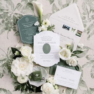 Juego de Invitaciones de Boda de Lujo con Grabado en Relieve, Impresión Tipográfica Personalizada, Papel de Arte Grueso, Juego de Papelería Elegante - Product Image 1