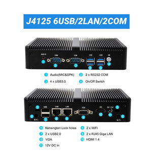 Mini PC de escritorio sin ventilador ESTACIÓN DE TRABAJO 2xRS232 COM Win 10 Home Office Business J4125 Mini computadora <span class=keywords><strong>8GB</strong></span> <span class=keywords><strong>DDR4</strong></span> 128GB NVME HD VGA 6xUSB - Product Image 4