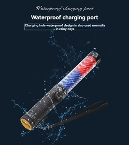 휴대용 교통 배턴 흰색 ABS PC PVC 고무 소재 반사경 LED 안전 경고 라이트 완드 공공 보안 - Product Image 3
