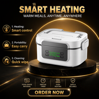 2026 Neues Design Tragbare Kabellose Elektrische Speisenwärmer-Lunchbox 1,6L Batteriebetrieben 80W Schnellheizung für Outdoor-Camping