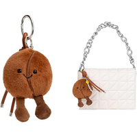 Porte-clés en peluche en forme de grain de café de haute qualité, adorable visage souriant, breloque de sac au design doux et rembourré, porte-clés de sac à main pour femmes et filles