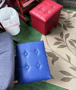 Repose-pieds pliable en similicuir, pouf de rangement, cube en cuir PU, repose-pieds pour salon et chambre à coucher - Product Image 3