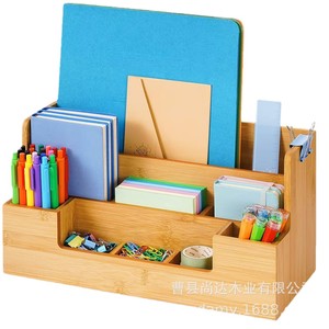 Bamboo desktop storage rack for home, bedroom, makeup brush and hair clip organization, office <b>file</b> storage rack - Product Image 5