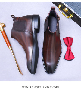 Bottes Chelsea montantes en cuir véritable pour hommes, style Oxford, pour le bureau, en <span class=keywords><strong>velours</strong></span>, de haute qualité, vente en gros - Product Image 5