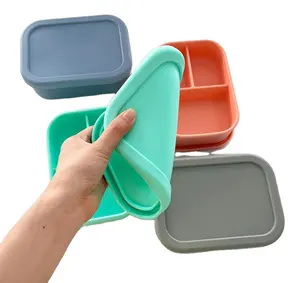 Hot silicone children's lunch box Food grade microwave frozen fresh box sealed lunch soup box