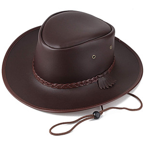 Sombrero de Vaquero Unisex Hecho de Cuero Genuino, Estilo de Moda, Logotipo Personalizado, Cómodo, Sombrero de Vaquero de Cuero Genuino de Alta Calidad - Product Image 1