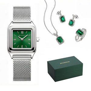 5pcs Women's Casual Gold Quartz Watches Steel Strap Luxury Necklaces Rings Earrings Bracelets Five-piece Watch Set Gift - Product Image 5