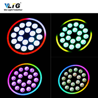 Projecteur LED VLTG 18x8W RGBW avec anneau halo RGB, télécommande DMX, éclairage de scène pour mariage et fête