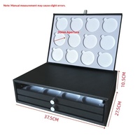 Armoire de rangement et de présentation pour verres de lunettes en cuir PU noir à 3 niveaux avec étagères réglables personnalisables 70MM
