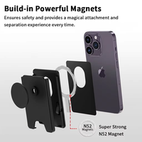 Tempat Kartu Telepon PVC Portabel Pendek dengan Kancing Logo Merek Kustom untuk iPhone 17, Kartu ID, Kartu Kredit, Magnet Kuat, Dapat Dipersonalisasi