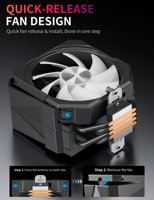 Enfriador de CPU RGB upHere, enfriador de CPU RGB ARGB, ventilador de CPU RGB de 120 mm, ventilador RGB para PC, para refrigeración de CPU LGA1700 AM5 AM4