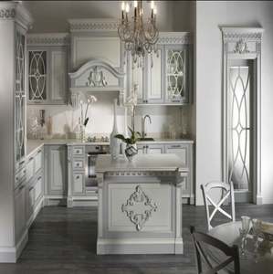 Armoire de cuisine de style moderne CBMmart, îlot central, armoires de base en laque acrylique, contreplaqué, avec glissière de tiroir, panier, dosseret - Product Image 5