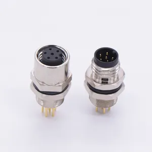 with cable 3pin 5pin 6pin Rear lock M8 panel mount IP67 connector