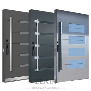 ZEKIN New Modern Design Exterior Other Door French Front Entrance Grey Security Door for House With <b>Smart</b> <b>Lock</b> - Product Image 1