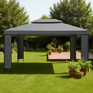 Gazebo con Techo de Lona Antracita de 118.1 x 157.5 Pulgadas, Pérgola de Aluminio Impermeable para Exteriores, Diseño Contemporáneo - Product Image 2
