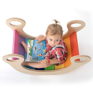 Silla mecedora de madera con forma de arcoíris y tabla de equilibrio para niños de 4 a 6 años, juguete duradero para la educación temprana - Product Image 2