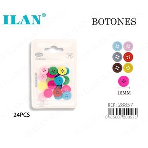 Bottoni multicolori Ilan da 15 mm, 24 pezzi per cucito e artigianato - Product Image 1