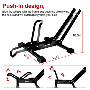 JH-Mech-Estante vertical moderno negro para bicicletas, soporte de estacionamiento para ruedas de bicicleta, estante de almacenamiento de metal de profundidad ajustable para bicicletas - Product Image 3