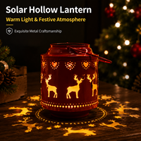 Lanterne LED de Noël de style nordique, alimentée par énergie solaire, rechargeable, portable, bougie électronique d'intérieur pour la décoration des fêtes