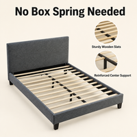 Cama de Madeira com Design Moderno, Tamanho Personalizado, Estofada com Plataforma e Armazenamento para Espaços Pequenos, Não Necessita de Box Spring