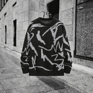 Suéter de Punto Casual con Cuello Redondo y Manga Larga Extra Grande para Hombre, Diseño Gráfico Y2K, 100% Poliéster, Antibolitas, para Invierno - Product Image 3