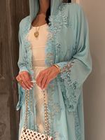 Abaya ouverte Mexizo personnalisée en dentelle délicate, style cardigan, pour femmes musulmanes, mode islamique modeste de Dubaï, vêtement d'extérieur