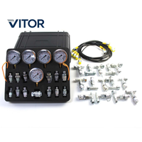 Kit de test de pression hydraulique pour excavatrice, 5 manomètres, 5 tuyaux de test, 14 raccords en T, 13 connecteurs, outil de diagnostic