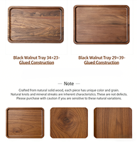 Plateau de service de luxe en bois de noyer noir avec poignées, durable et écologique, grand plateau pour décoration de table basse, assiette de fête