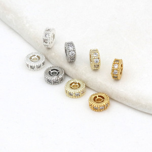 Zircon <b>Wheel</b> Beads Spacer Beads 14k Gold Plated Copper DIY Jewelry Accessories <b>Small</b> Size For Bracelets Necklaces C45 - Product Image 3