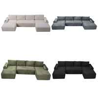 Canapé modulaire sectionnel sans structure de 135 pouces, en velours côtelé, en forme de U, pour salon, avec siège profond et ottoman