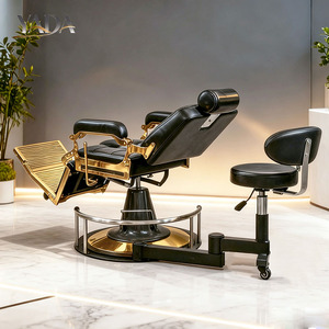 Sillón de Barbería Giratorio 180°, Ecológico, de Acero, con Base Plegable Ajustable, para Peluquería - Product Image 3
