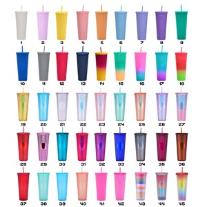 Vaso Mezclador Personalizado con Logotipo para Café Helado, Bebidas Frías, 24oz, Vaso de Plástico Colorido con Tapa y Pajita - Product Image 6