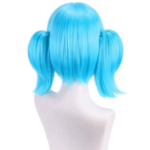 Venta al por mayor 30cm corto azul <span class=keywords><strong>Sally</strong></span> cara peluca Cosplay sintético Anime Halloween fiesta resistente al calor Cola de Caballo peluca - Product Image 5