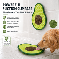 Jouet d'enrichissement pour animaux de compagnie 2-en-1 en plastique écologique, motif de fruits de dessin animé mignon, gamelle de léchage à alimentation lente pour chiens et chats, vente en gros
