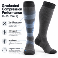 Chaussettes de compression en laine mérinos personnalisées 15-20 mmHg, hauteur genou, pour voyage, fabricant OEM sous marque privée