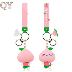 QY mignon pêche famille porte-clés 3D PVC caoutchouc personnage de dessin animé pendentif métal porte-clés sac breloque cadeau - Product Image 3